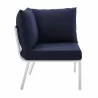 Modway Riverside Outdoor Patio Aluminum Corner Chair in White Navy - Side Angle - Modway Riverside Outdoor Patio Aluminum Corner Chair in White Navy - Side Angle
