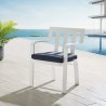 Modway Baxley Stackable Outdoor Patio Aluminum Dining Armchair in White Navy - Lifestyle