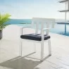 Modway Baxley Stackable Outdoor Patio Aluminum Dining Armchair in White Navy - Lifestyle - Modway Baxley Stackable Outdoor Patio Aluminum Dining Armchair in White Navy - Lifestyle