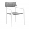 Modway Raleigh Stackable Outdoor Patio Aluminum Dining Armchair in White Gray - Front Side Angle