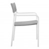 Modway Raleigh Stackable Outdoor Patio Aluminum Dining Armchair in White Gray - Side Angle