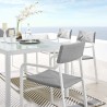 Modway Raleigh Stackable Outdoor Patio Aluminum Dining Armchair in White Gray - Lifestyle