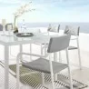 Modway Raleigh Stackable Outdoor Patio Aluminum Dining Armchair in White Gray - Lifestyle - Modway Raleigh Stackable Outdoor Patio Aluminum Dining Armchair in White Gray - Lifestyle