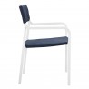 Modway Raleigh Stackable Outdoor Patio Aluminum Dining Armchair in White Navy - Side Angle