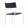 Modway Raleigh Stackable Outdoor Patio Aluminum Dining Armchair in White Navy - Back Side Angle