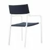 Modway Raleigh Stackable Outdoor Patio Aluminum Dining Armchair in White Navy - Back Side Angle - Modway Raleigh Stackable Outdoor Patio Aluminum Dining Armchair in White Navy - Back Side Angle