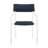 Modway Raleigh Stackable Outdoor Patio Aluminum Dining Armchair in White Navy - Front Angle