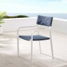 Modway Raleigh Stackable Outdoor Patio Aluminum Dining Armchair in White Navy - Lifestyle