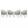 Modway Aura Dining Armchair Outdoor Patio Wicker Rattan in Gray Gray - Set in Front Angle