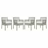 Modway Aura Dining Armchair Outdoor Patio Wicker Rattan in Gray White - Set of Four - Set in Front Angle - Modway Aura Dining Armchair Outdoor Patio Wicker Rattan in Gray White - Set of Four - Set in Front Angle