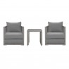 Modway Aura 3 Piece Outdoor Patio Wicker Rattan Set - Gray Gray - Set in Front Angle
