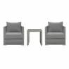 Modway Aura 3 Piece Outdoor Patio Wicker Rattan Set - Gray Gray - Set in Front Angle - Modway Aura 3 Piece Outdoor Patio Wicker Rattan Set - Gray Gray - Set in Front Angle