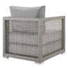 Modway Aura 3 Piece Outdoor Patio Wicker Rattan Set - Gray Gray - Armchair in Back Side Angle