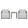 Modway Aura 3 Piece Outdoor Patio Wicker Rattan Set in Gray White - Set in Front Angle
