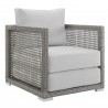 Modway Aura 3 Piece Outdoor Patio Wicker Rattan Set in Gray White - Front Side Angle