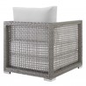 Modway Aura 3 Piece Outdoor Patio Wicker Rattan Set in Gray White - Back Side Angle