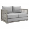 Modway Aura 4 Piece Outdoor Patio Wicker Rattan Set - Gray Gray - Loveseat in Front Side Angle
