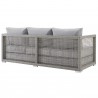 Modway Aura 4 Piece Outdoor Patio Wicker Rattan Set - Gray Gray - Sofa in Back Side Angle
