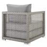 Modway Aura 3 Piece Outdoor Patio Wicker Rattan Set in Gray Gray - Armchair in Back Side Angle
