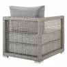 Modway Aura 3 Piece Outdoor Patio Wicker Rattan Set in Gray Gray - Armchair in Back Side Angle - Modway Aura 3 Piece Outdoor Patio Wicker Rattan Set in Gray Gray - Armchair in Back Side Angle