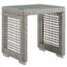 Modway Aura 3 Piece Outdoor Patio Wicker Rattan Set in Gray Gray / Gray Navy - Table in Front Side Angle