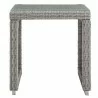 Modway Aura 3 Piece Outdoor Patio Wicker Rattan Set in Gray Gray / Gray Navy - Table in Front Angle - Modway Aura 3 Piece Outdoor Patio Wicker Rattan Set in Gray Gray / Gray Navy - Table in Front Angle