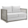 Modway Aura 3 Piece Outdoor Patio Wicker Rattan Set - Gray White - Loveseat in Front Side Angle