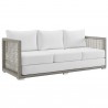 Modway Aura 3 Piece Outdoor Patio Wicker Rattan Set - Gray White - Sofa in Front Side Angle