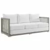 Modway Aura 3 Piece Outdoor Patio Wicker Rattan Set - Gray White - Sofa in Front Side Angle - Modway Aura 3 Piece Outdoor Patio Wicker Rattan Set - Gray White - Sofa in Front Side Angle