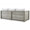 Modway Aura 3 Piece Outdoor Patio Wicker Rattan Set - Gray White - Sofa in Back Side Angle