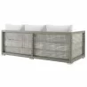 Modway Aura 3 Piece Outdoor Patio Wicker Rattan Set - Gray White - Sofa in Back Side Angle - Modway Aura 3 Piece Outdoor Patio Wicker Rattan Set - Gray White - Sofa in Back Side Angle