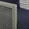 Modway Aura 3 Piece Outdoor Patio Wicker Rattan Set - Gray Navy - Seat Closeup Angle - Modway Aura 3 Piece Outdoor Patio Wicker Rattan Set - Gray Navy - Seat Closeup Angle