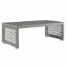 Modway Aura 3 Piece Outdoor Patio Wicker Rattan Set - Gray Navy - Table in Front Side Angle - Modway Aura 3 Piece Outdoor Patio Wicker Rattan Set - Gray Navy - Table in Front Side Angle