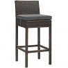 Modway Conduit Bar Stool Outdoor Patio Wicker Rattan in Brown Charcoal - Set of Four - Front Side Angle