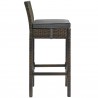 Modway Conduit Bar Stool Outdoor Patio Wicker Rattan in Brown Charcoal - Set of Four - Side Angle