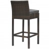Modway Conduit Bar Stool Outdoor Patio Wicker Rattan in Brown Charcoal - Set of Four - Back Side Angle