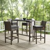 Modway Conduit Bar Stool Outdoor Patio Wicker Rattan in Brown Charcoal - Set of Four - Lifestyle