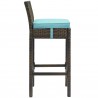 Modway Conduit Bar Stool Outdoor Patio Wicker Rattan in Brown Turquoise - Set of Four - Side Angle