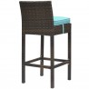 Modway Conduit Bar Stool Outdoor Patio Wicker Rattan in Brown Turquoise - Set of Four - Back Side Angle