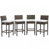 Modway Conduit Bar Stool Outdoor Patio Wicker Rattan in Brown White - Set of Four - Set in Front Angle