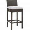 Modway Conduit Bar Stool Outdoor Patio Wicker Rattan in Brown White - Set of Four - Front Side Angle