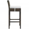 Modway Conduit Bar Stool Outdoor Patio Wicker Rattan in Brown White - Set of Four - Side Angle