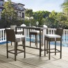 Modway Conduit Bar Stool Outdoor Patio Wicker Rattan in Brown White - Set of Four - Lifestyle