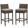 Modway Conduit Bar Stool Outdoor Patio Wicker Rattan in Brown Mocha - Set of Two - Set in Front Angle