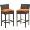 Modway Conduit Bar Stool Outdoor Patio Wicker Rattan in Brown Orange - Set in Front Angle