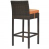 Modway Conduit Bar Stool Outdoor Patio Wicker Rattan in Brown Orange - Set of Two - Back Side Angle