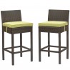 Modway Conduit Bar Stool Outdoor Patio Wicker Rattan in Brown Peridot - Set in Front Angle