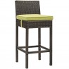 Modway Conduit Bar Stool Outdoor Patio Wicker Rattan in Brown Peridot - Set of Two - Front Side Angle