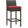 Modway Conduit Bar Stool Outdoor Patio Wicker Rattan in Brown Red - Set of Two - Front Side Angle