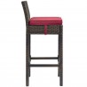 Modway Conduit Bar Stool Outdoor Patio Wicker Rattan in Brown Red - Set of Two - Side Angle